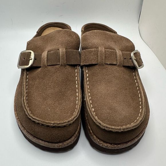 CUSHIONAIRE Women's Genuine Leather Cork Footbed Clog with +Comfort 8 BROWN - Picture 2 of 7